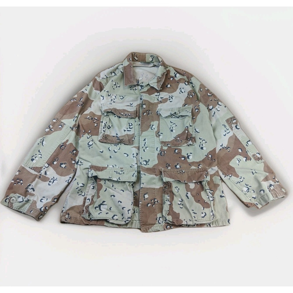Vintage 80's US ARMY Choccy Chip Camouflage Field Jacket Medium Short